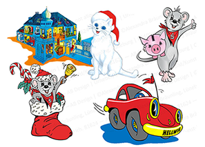 CHARACTER-DESIGN; Symphathiefigur | Katze Filofee (AVON, Produktion: Bondy, Lüneburg), Maus Toby (Sparkasse Lüneburg), Axel (KFZ-Werkstatt) 
