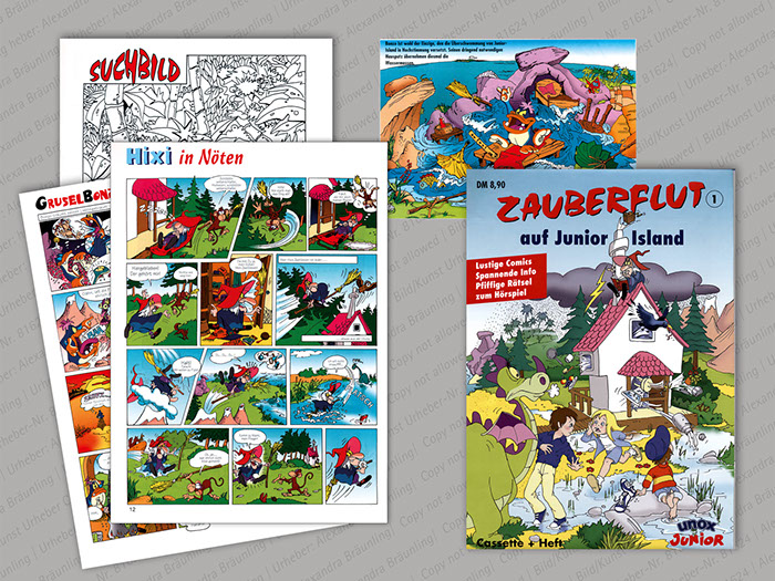 ILLUSTRATION |  Comicstil; Begleithefte für Kinder, Beigabe beim Erwerb eines Lebensmittel-Produkts. 	 Dazu gehören Hörspiel-Kassetten 