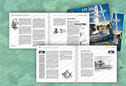 Covergestaltung und Layout: Jubiläumsschrift für einen großen Segelverein mit den Gruppen Hamburg, Steinhude, Berlin. Innengestaltung, EBV, Illu