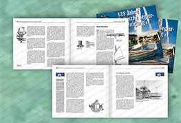 Covergestaltung und Layout: Jubiläumsschrift für einen großen Segelverein mit den Gruppen Hamburg, Steinhude, Berlin. Innengestaltung, EBV, Illu